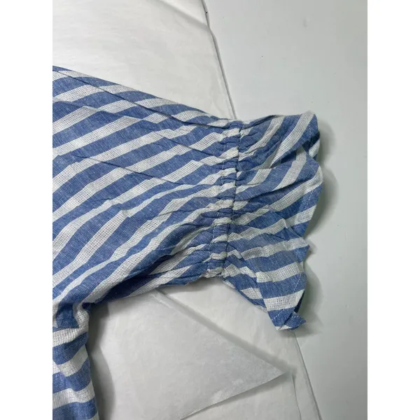 MAISIE Lex Puff Sleeve Babydoll Style Dress In Blue/White Stripe. NWOT. Size L. - Image 7