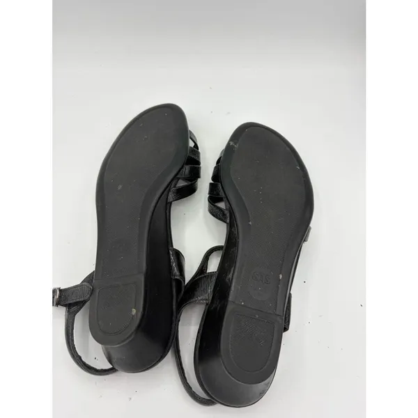 SAS patent leather black strapy semi wedge sandal women’s 9.5 - Image 4