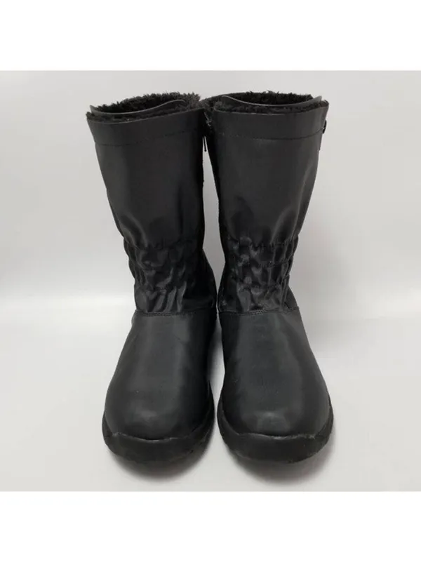 Angel Steps Womens Double Zip Boots Black Round Toe Side Faux Fur Lined Size 10M - Image 5