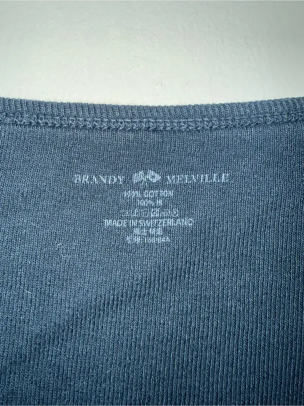 Brandy Melville Navy Long-Sleeve Henley Crop Top - Image 3