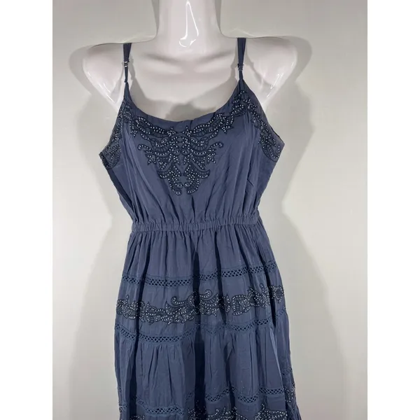 Love The Label Blue Intricate Beaded Details Maxi Dress XS Cottage core Coquette - Image 4