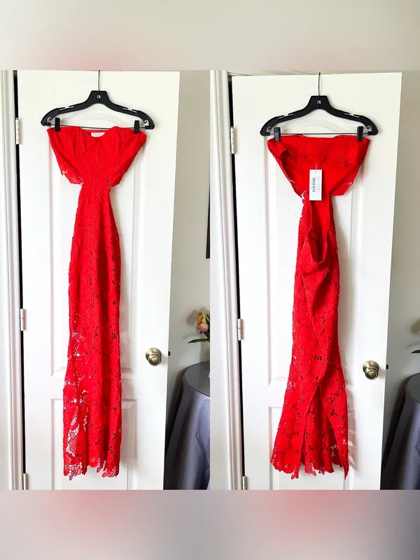 Rococo Sand Eliza‎ Lace Maxi Dress Cutout Blood Orange Small NWT - Image 3