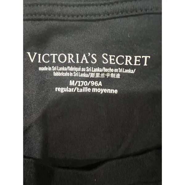 Victorias Secret women’s Black VS Silver Logo Short Sleeve Top Shirt Medium - Image 5