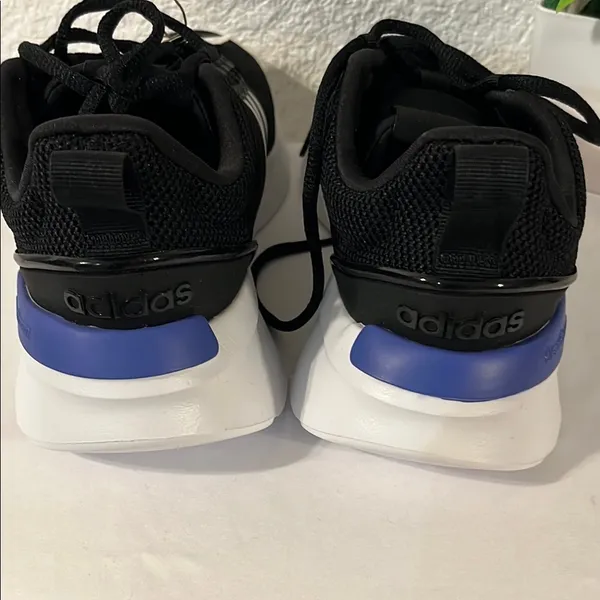 Adidas Black and White Shoes with Blue and Red Details - Image 5