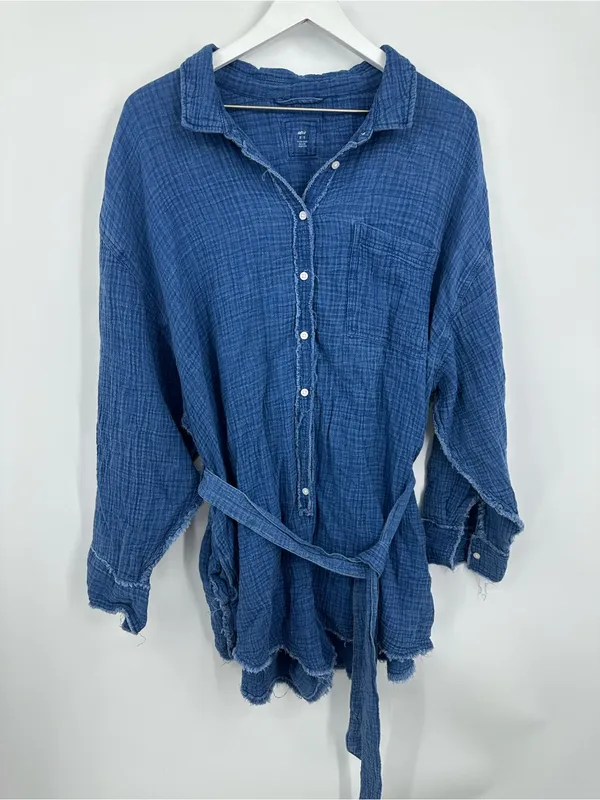 Aerie Blue Gauzy High Waisted Romper Size XL Boho - Image 11