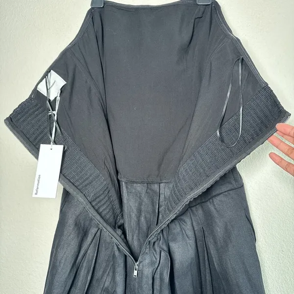 Reformation Isabeli Linen Strapless Mini Dress Black 10 NWT Summer - Image 8