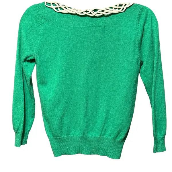 Anthropologie Field Flower Shamrock Green Cashmere/Cotton Blend Cardigan Sz‎ S - Image 2