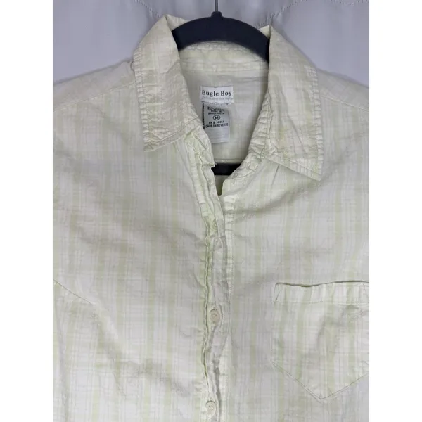 Bugle Boy Women's Size Med Light Yellow White Plaid Sleeveless Button Down VTG - Image 2