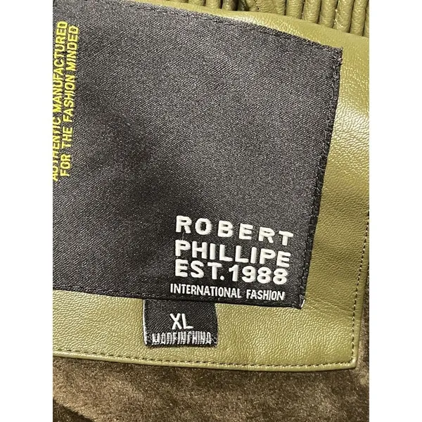 Men's Olive Green Jacket Robert Phillipe Jacket‎ Removeable Fur Hood - Image 6