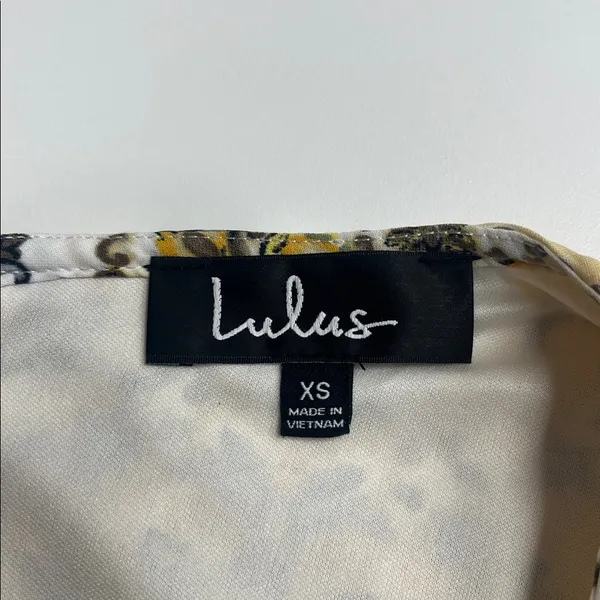 Lulus yellow pattern dress spring summer‎ xs relaxed fit short sleeves maximal - Image 13