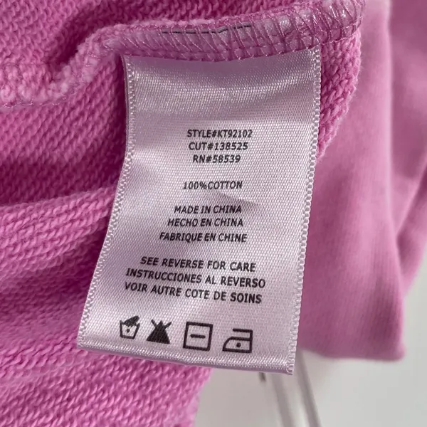 Kut from the Kloth Aliena Hoodie Neon Pink Distressed Cotton Pullover Large - Image 7