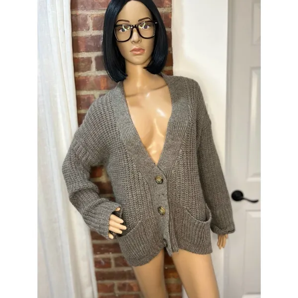 Made in Italy Slouchy Wool Cardigan 90s Oversized Grandpa Knit - Image 4