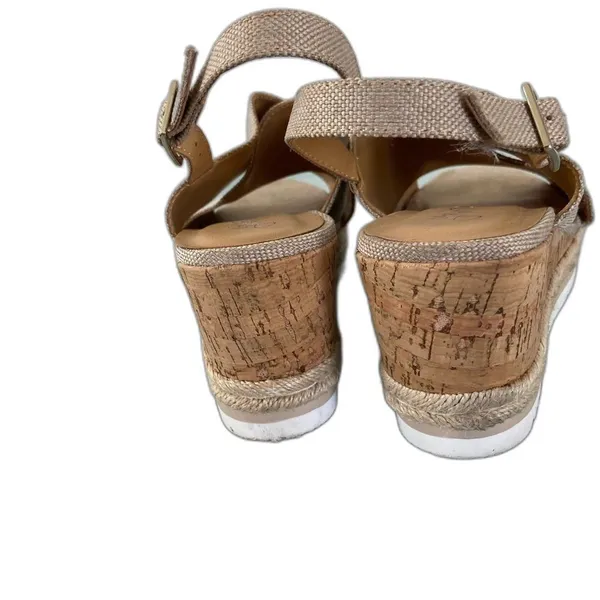 neutral beige espadrille cork platform wedge size 10 - Image 7