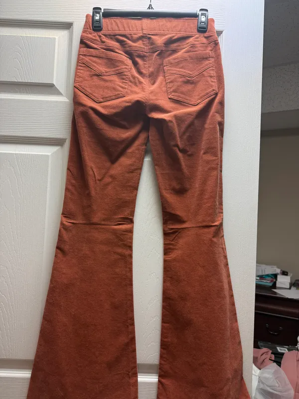 Orange Corduroy Bell Bottom Pants - Image 2