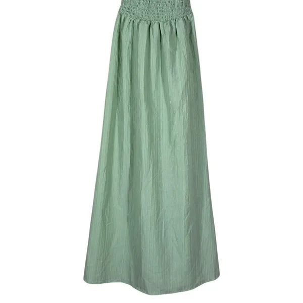 ASOS DESIGN Smocked Halter Seersucker Maxi Dress Sage Green Boho Summer Size XS - Image 3