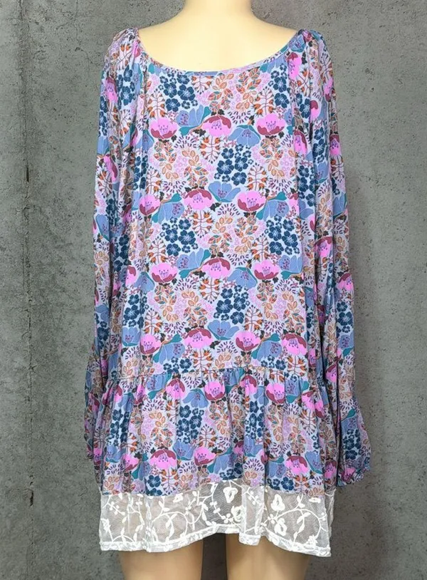 Matilda Jane Sew Perfect Tunic Top Womens Lace Tassel Floral Lace Boho 1X - Image 5