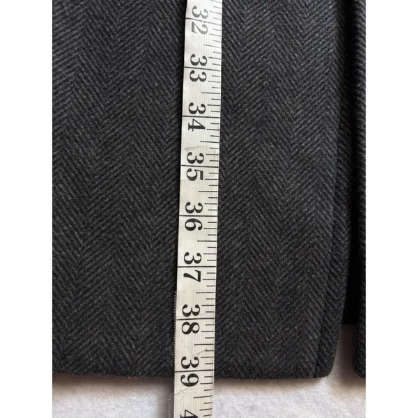 Uniqlo Herringbone Car Coat Charcoal Grey Button Front Overcoat - Image 13