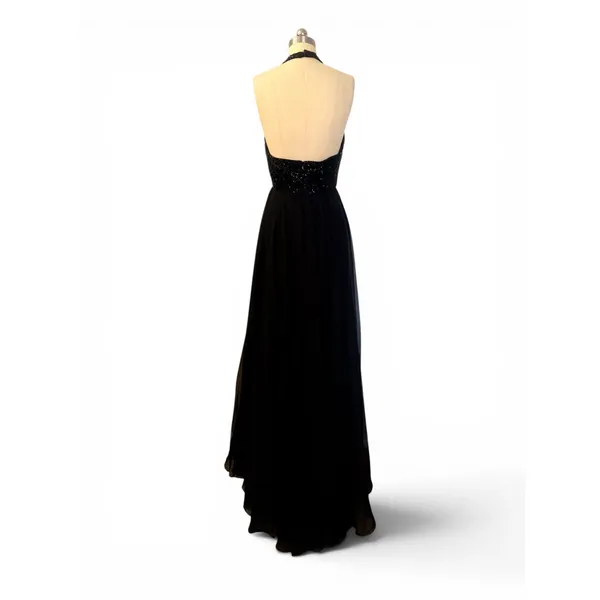 SHERRI HILL 51640 Black Sequin Halter Chiffon Gown – Size 6 NWT - Image 7