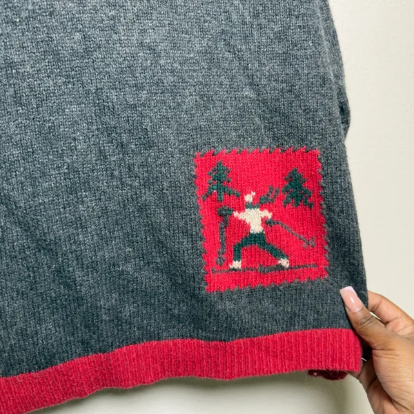 Holiday Lodge Women Wool Patchwork Sweater M Multicolor Christmas Ski Snowflake - Image 8