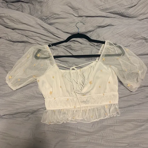 Le lis White star Puff Sleeve crop top - Image 4