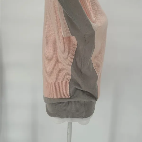 Marc by Marc Jacobs Cashmere Colorblock Sweater Pink Gray Silk Hem M - Image 7