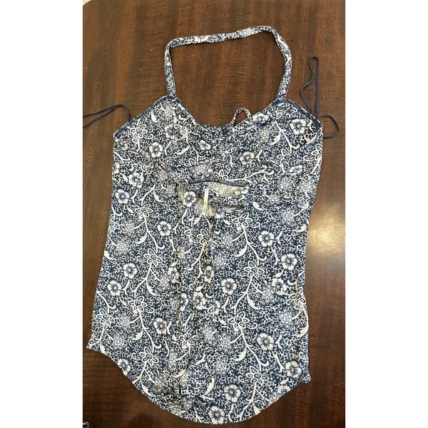 Free People Hula Tank Top Floral Blue Size Large - Image 6