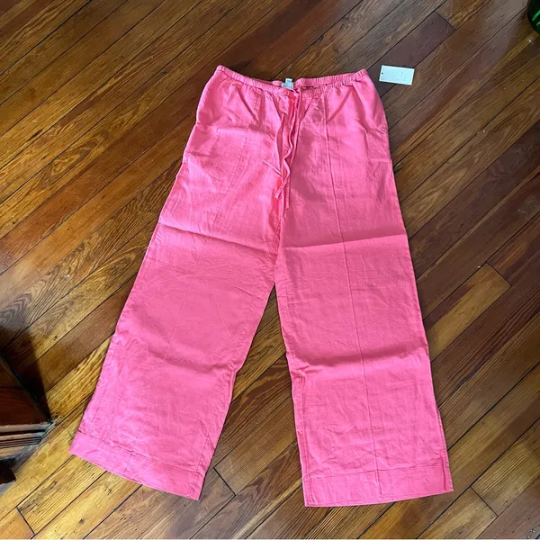 A New Day Coral Linen Blend Wide-Leg Pants - Image 2