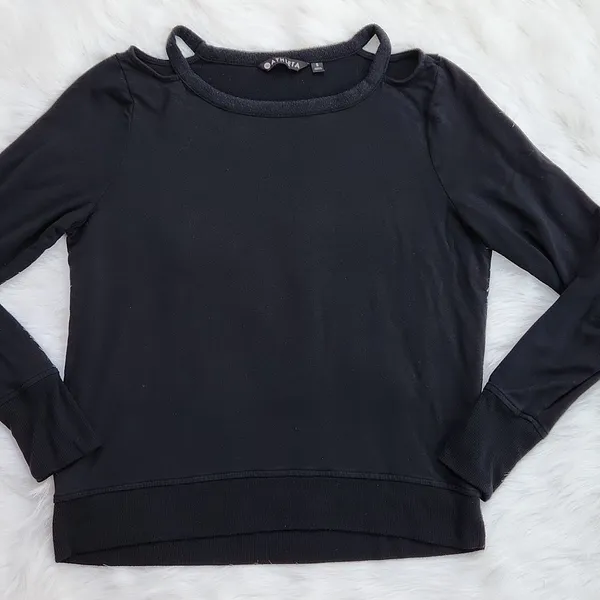 Athleta -458 Cutout Neck Sweatshirt‎ Black Style 352951 Small - Image 2