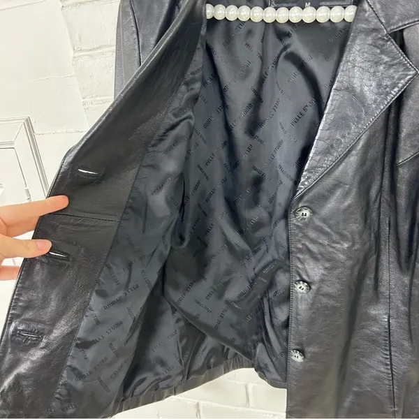 Wilson’s Leather 100% Leather Black Blazer Jacket Size M - Image 6