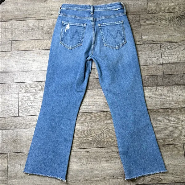 MOTHER The Tripper Ankle Fray Blue Distressed Straight Leg Jeans - Image 4