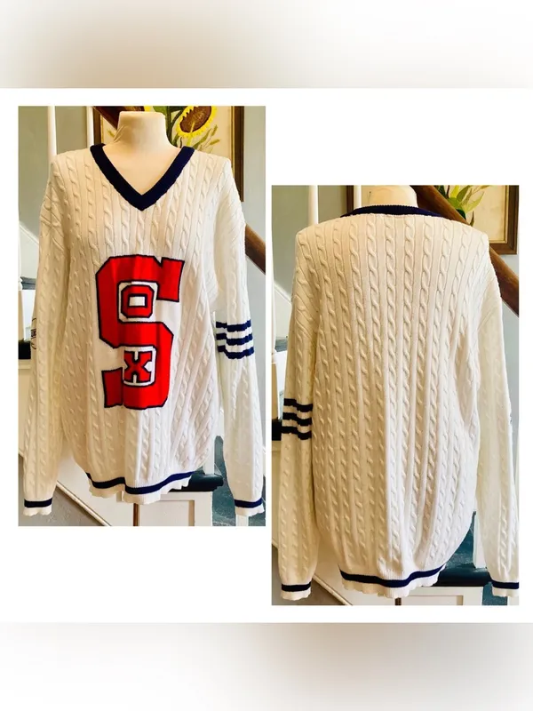 Chicago White Sox Cable Knit Varsity Sweater - Image 2