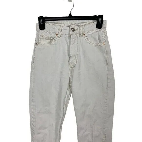 Zara Womens Jeans 00 White High Rise Ankle Skinny Denim Y2K Minimalist - Image 2