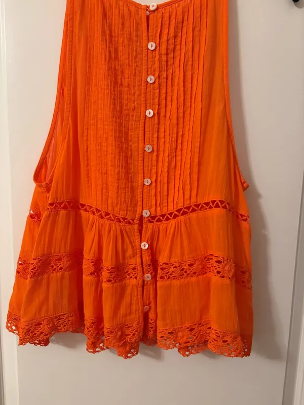 Free People Bright Orange Crochet-Trim Swing Cami - Image 7