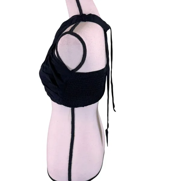 Aakaa Mary Pant Set Halter Top Size Small Black Smocked Wrap NWT - Image 4