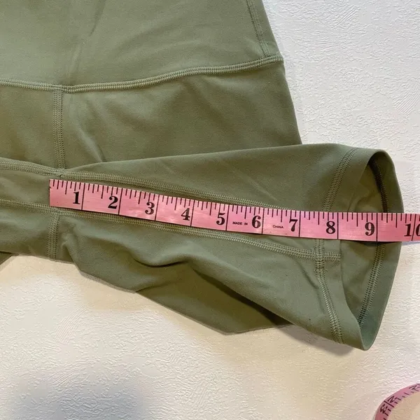 Lululemon High Rise Biker Shorts Women Size 4 Olive Green Stretch Athletic - Image 6