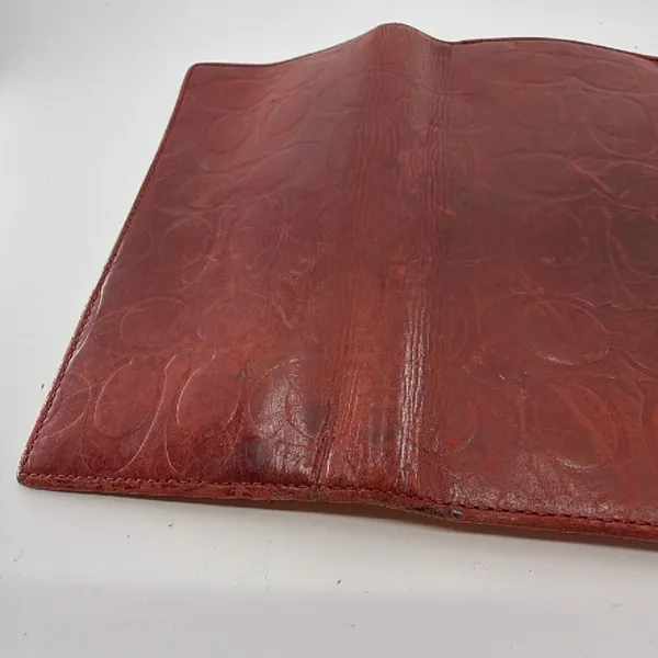 Coach Signature C Embossed Red Leather Wallet - Image 8