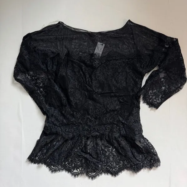 Intimissimi Black Lace 3/4 Sleeve Size Small NWT - Image 2