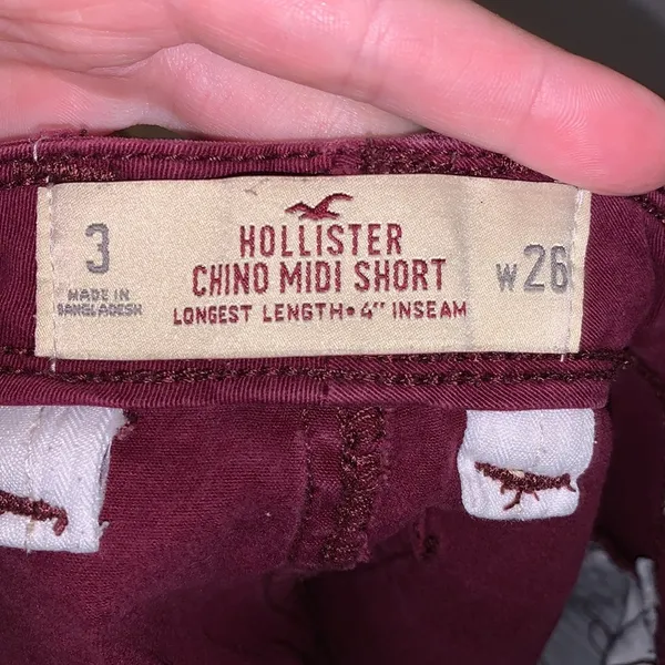 Hollister chino midi short longest length 4” inseam burgundy Summer shorts - Image 5