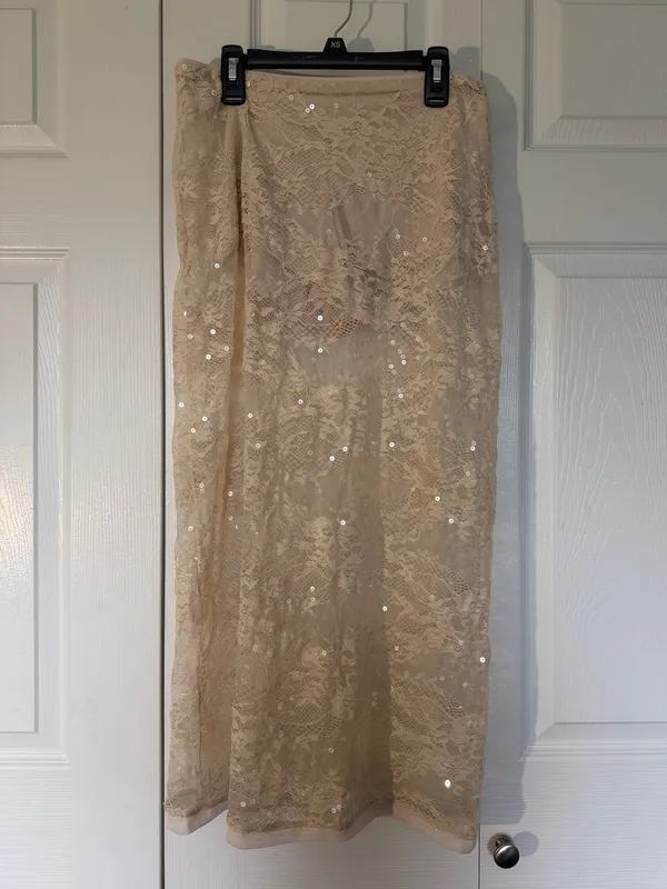 wild fable Cream Lace Maxi Skirt - Image 3