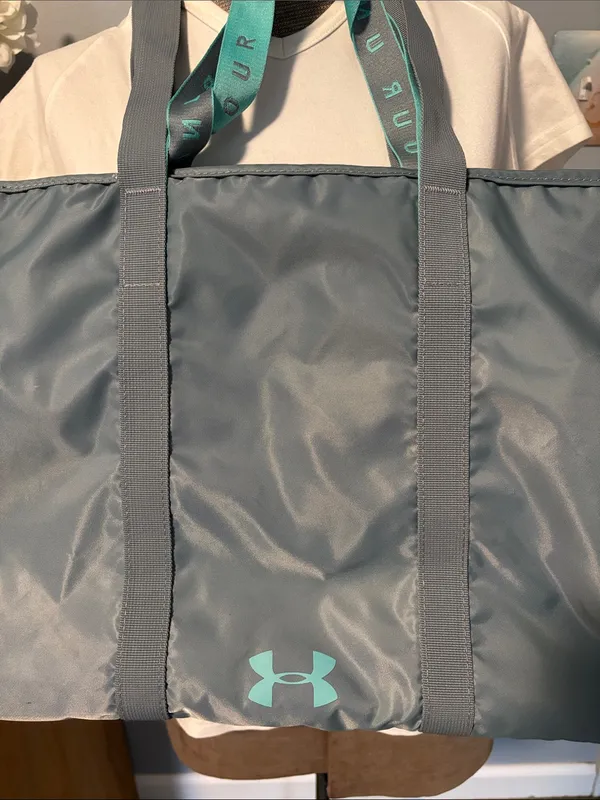 Under Armour Gray with Teal Logo Double Straps Nylon Tote - Image 2