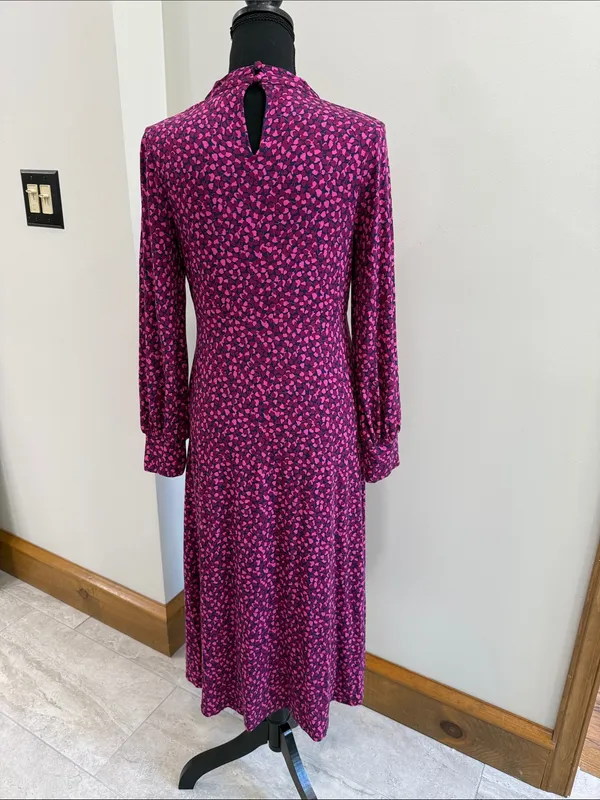 Boden Carly Jersey Midi Dress - Pink and Navy Flambe Trellis Vine size 8P - Image 4