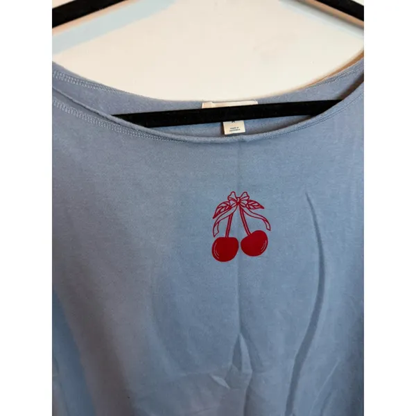 NWT Aeropostale Blue Cherries Off The Shoulder Sweatshirt - Image 6