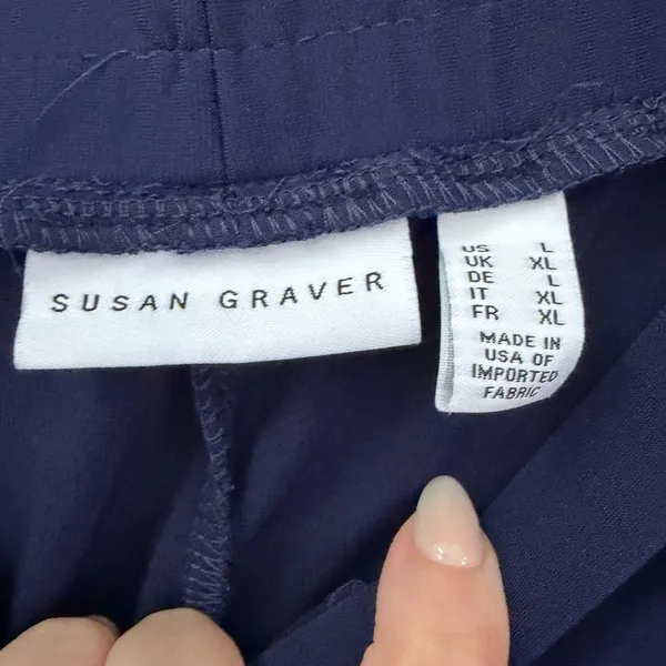 Susan Graver Navy Wide Leg Pull On Style Pants Size Large Minimalist Casual - Image 2