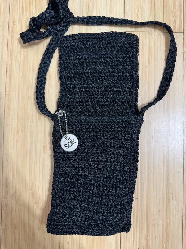 The Sak Black Crochet Boho Mini Crossbody with Logo Disc - Image 3