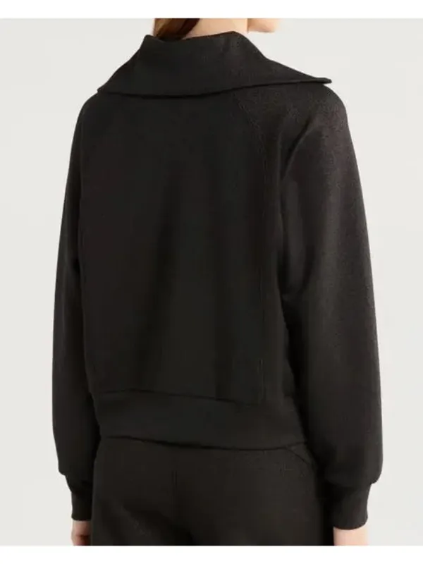 Spanx AirEssentials Half Zip Shimmer Very Black Gunmetal Shine Henley Sweater M - Image 2