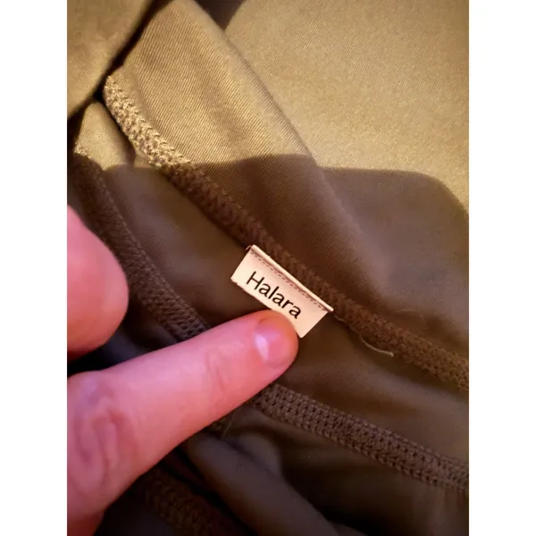 Halara Leggings Womens S‎ Olive Green Ruffle Hem Side Pocket High Rise Yoga Pant - Image 3