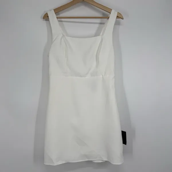 Lulus Blissfully Beaming White Sleeveless Bow Mini Dress Size M Bridal Wedding - Image 3