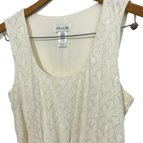 KATE & LILY Elegant Cream Lace Boho Midi Dress Sleeveless Ruffle Sz Medium - Image 6
