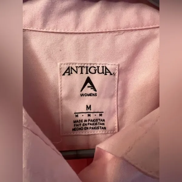 Women’s Medium Antigua Pink Green Bay Packers Button Down Dress Shirt - Image 6