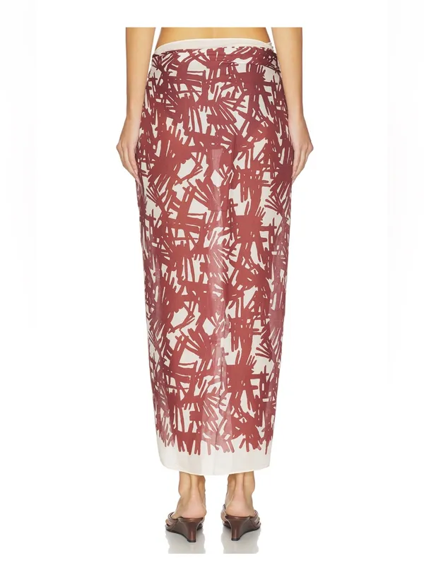 Rag & Bone Sally Sarong in Deep Plum Palm - Image 3